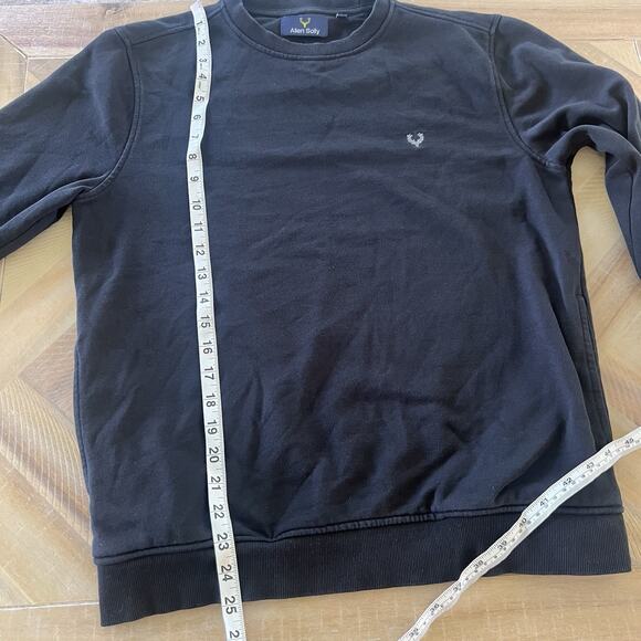 Allen Solly Pullover Sweater w/ Pockets Men's Sz Small Black Crewneck Sweatshirt - Picture 6 of 7